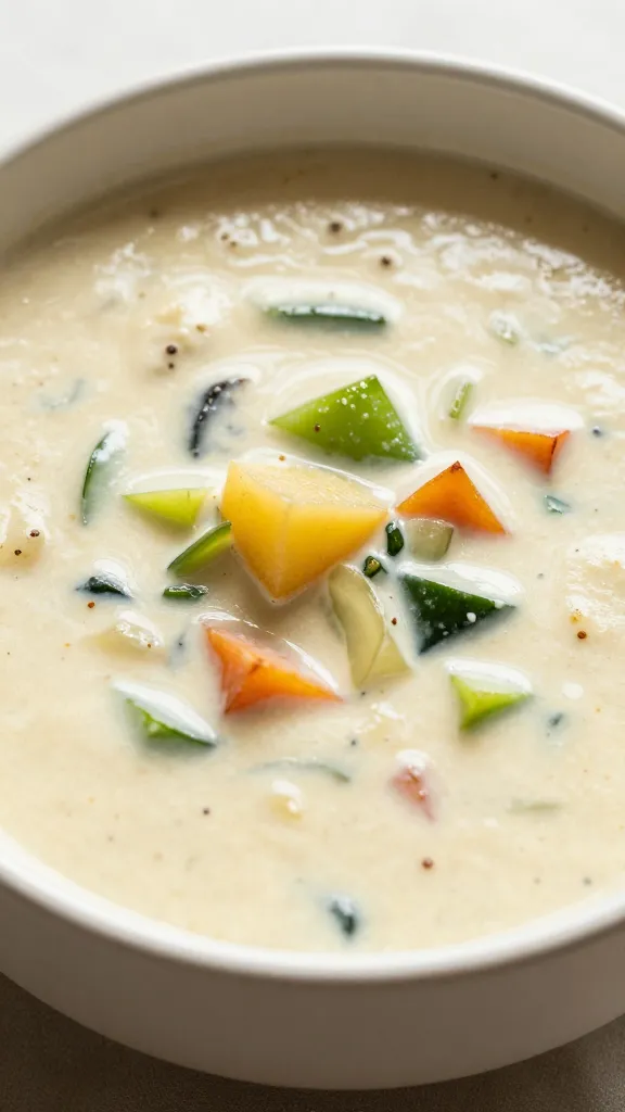 Creamy gluten-free vegetable soup in a warm bowl