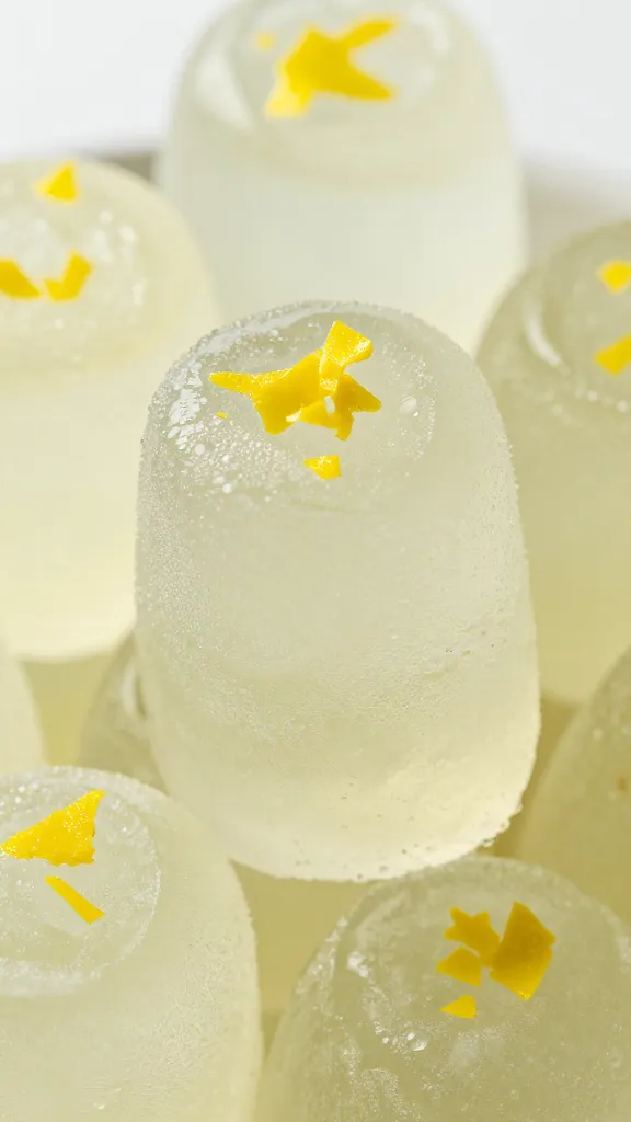 Frozen grape pops with lemon zest close-up