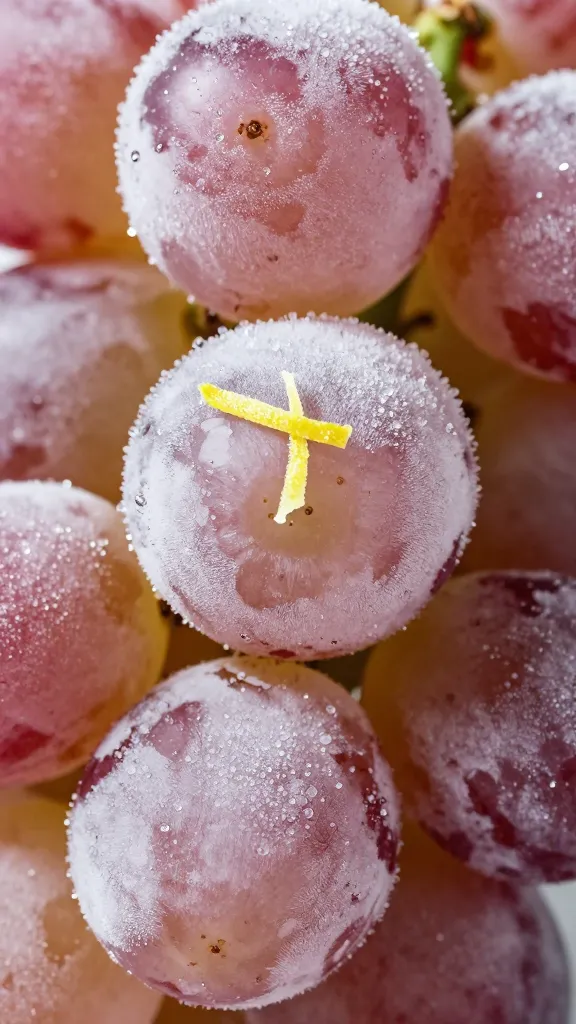 Golden green grapes with lemon zest on white plate