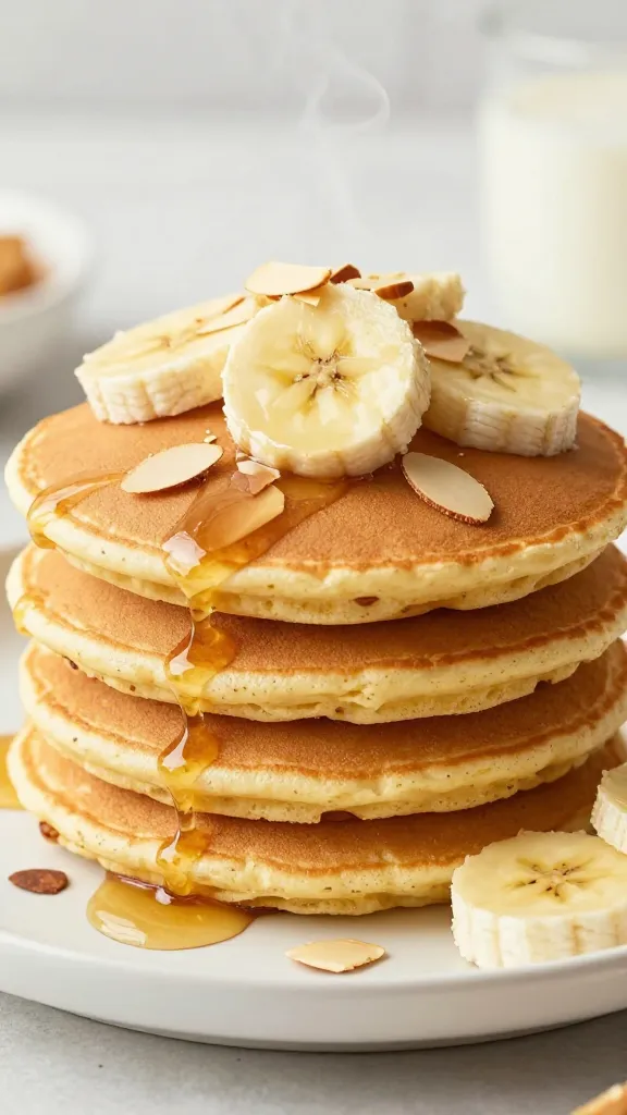Ripe banana almond flour pancakes on a white plate