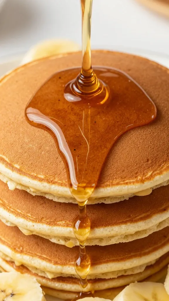 Fluffy gluten-free pancakes stack with vanilla bean specks