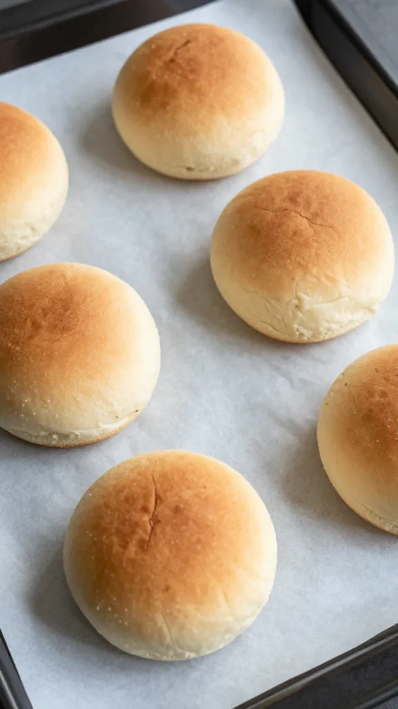 gluten-free burger buns on parchment sheet