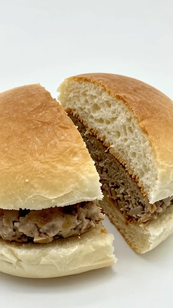 soft fluffy buns split open with patty