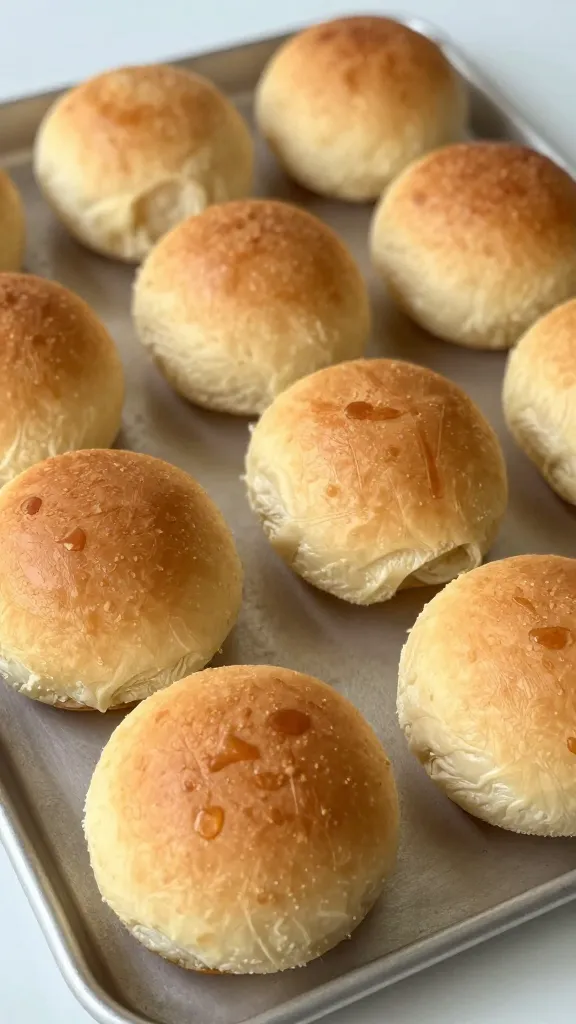baking tray with golden GF burger buns cooling