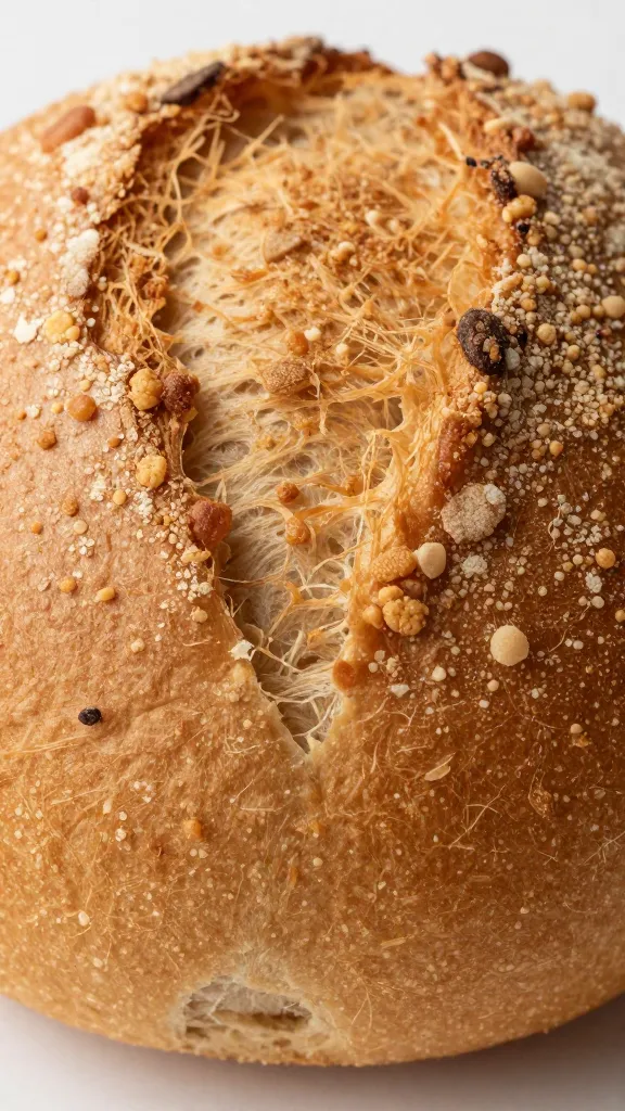 airy crumb texture close-up on bun