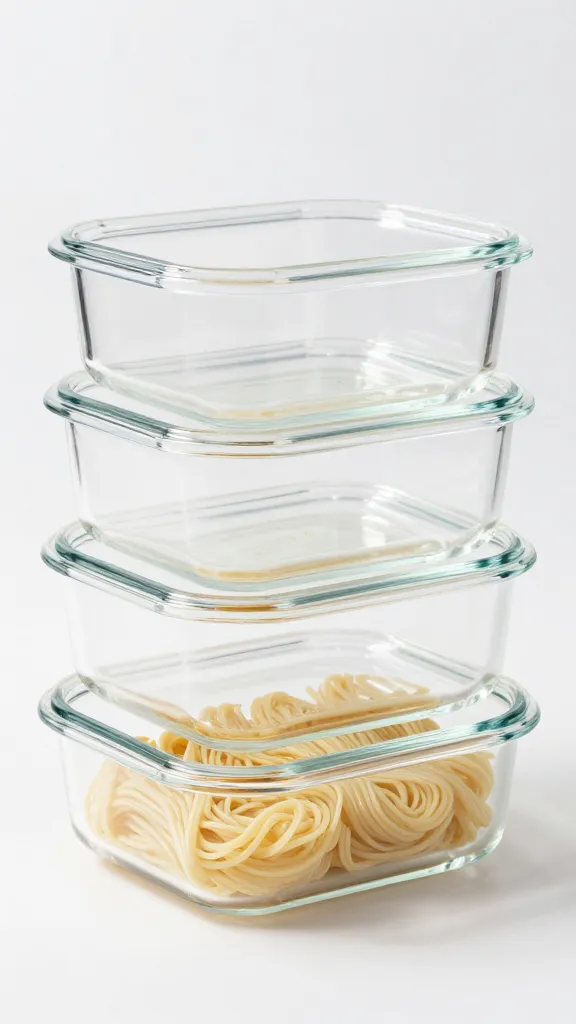Meal-prep glass containers with noodle bowls