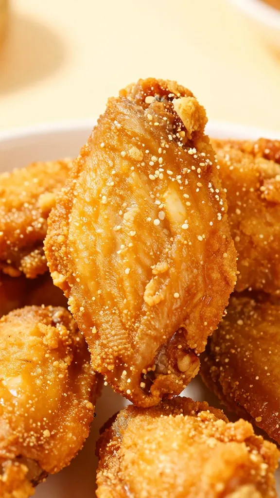 Juicy interior bite of gluten-free air-fried chicken wing