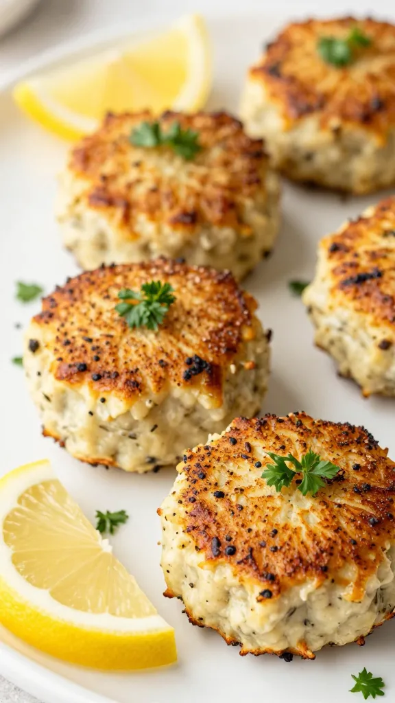 sides: lemon wedges and parsley with crab cakes