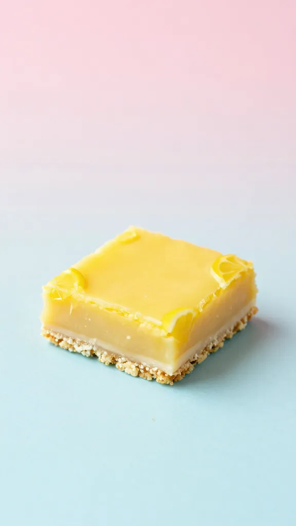 sunny lemon bars slice on pastel background, minimal setup