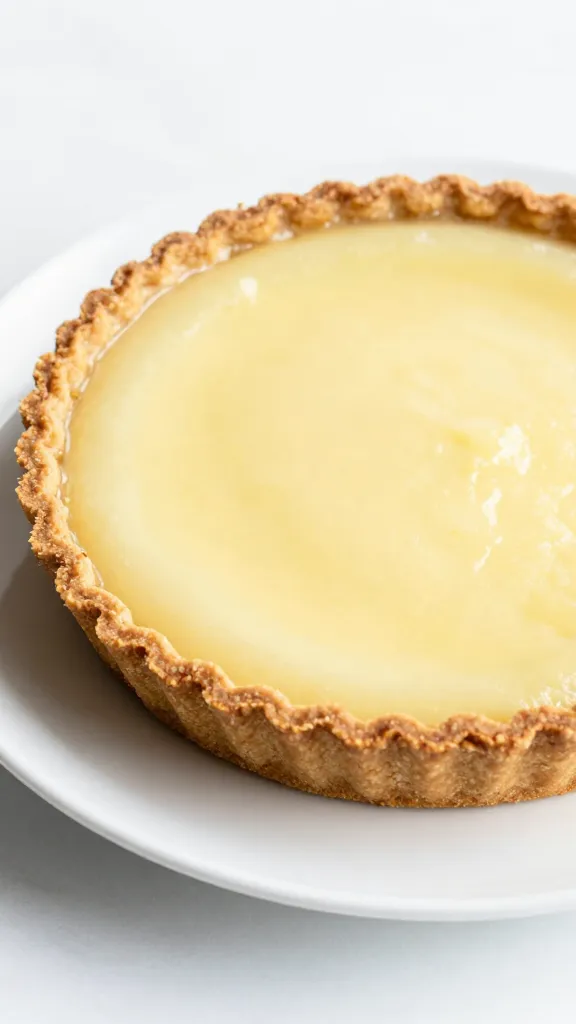 Gluten-free graham crust pie with lime filling, clean white plate