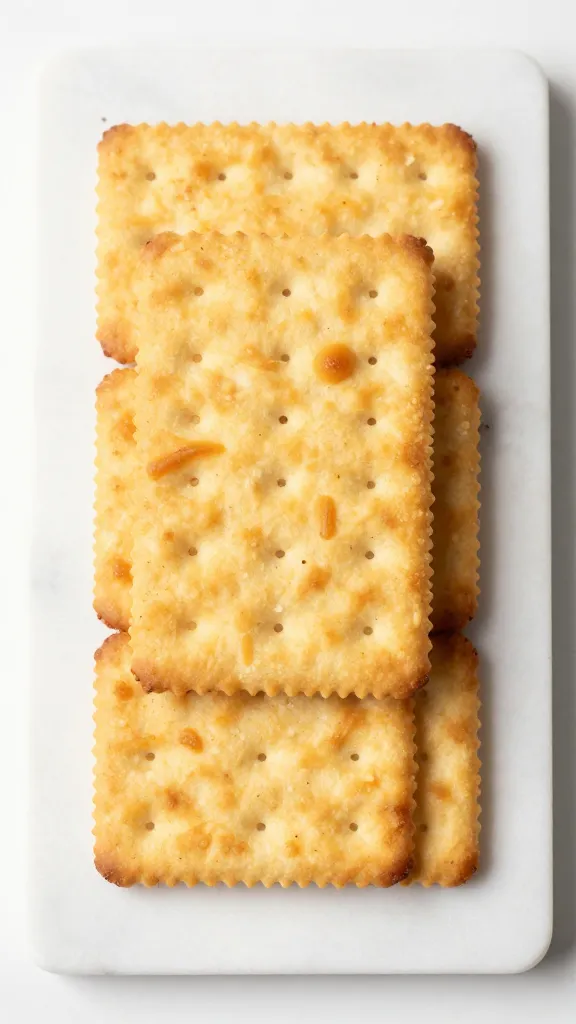 gluten-free cheese crackers on white marble board