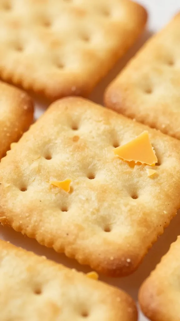 close-up cheese crackers with cheddar shards