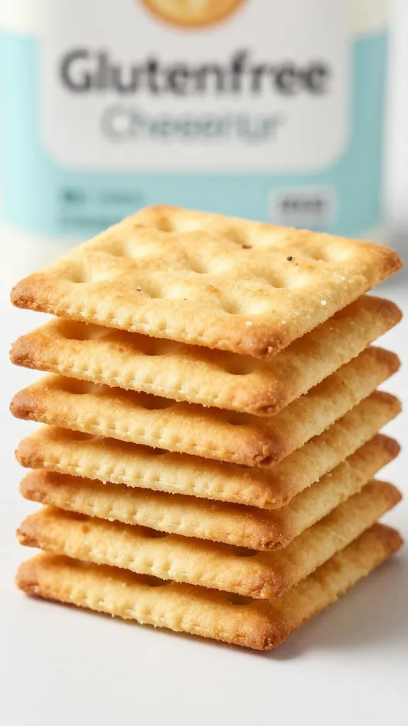 cracker stack with gluten-free label and cheese dust