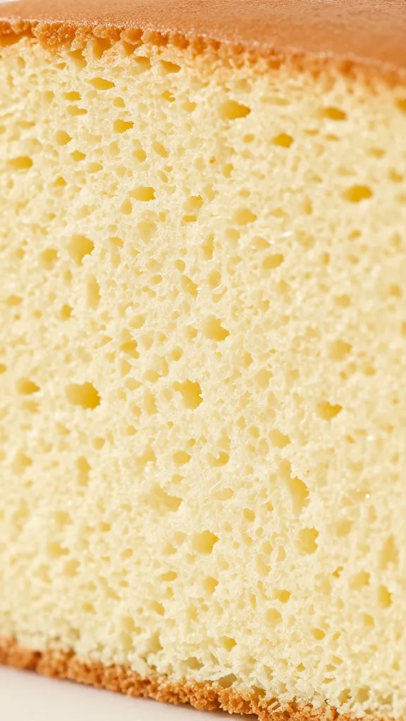 close-up of fluffy cake texture in slice