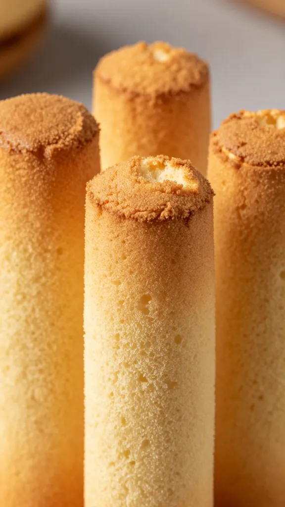 vertical shot of angel food cake tubes