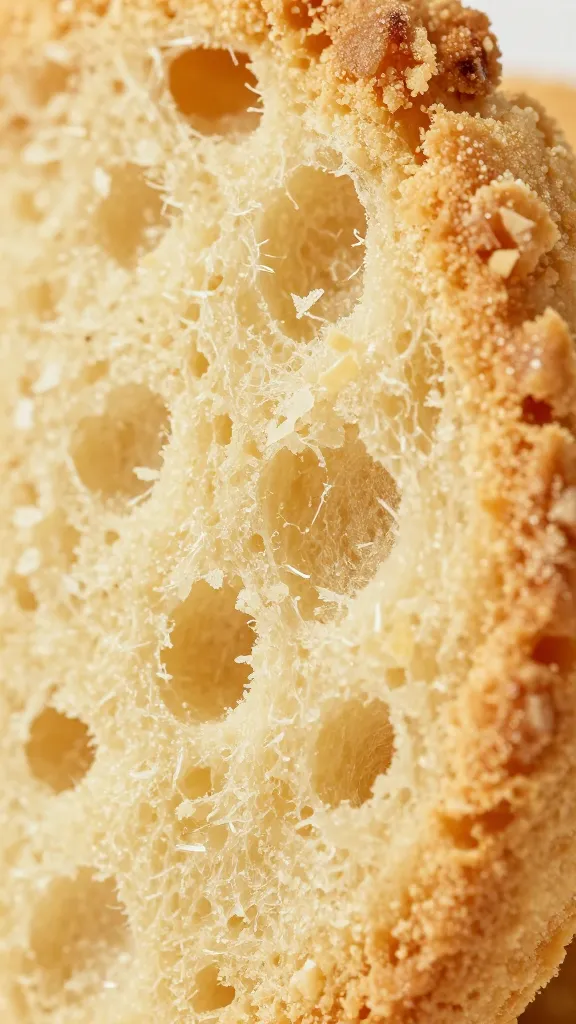 close-up biscuit crumb, airy interior reveal