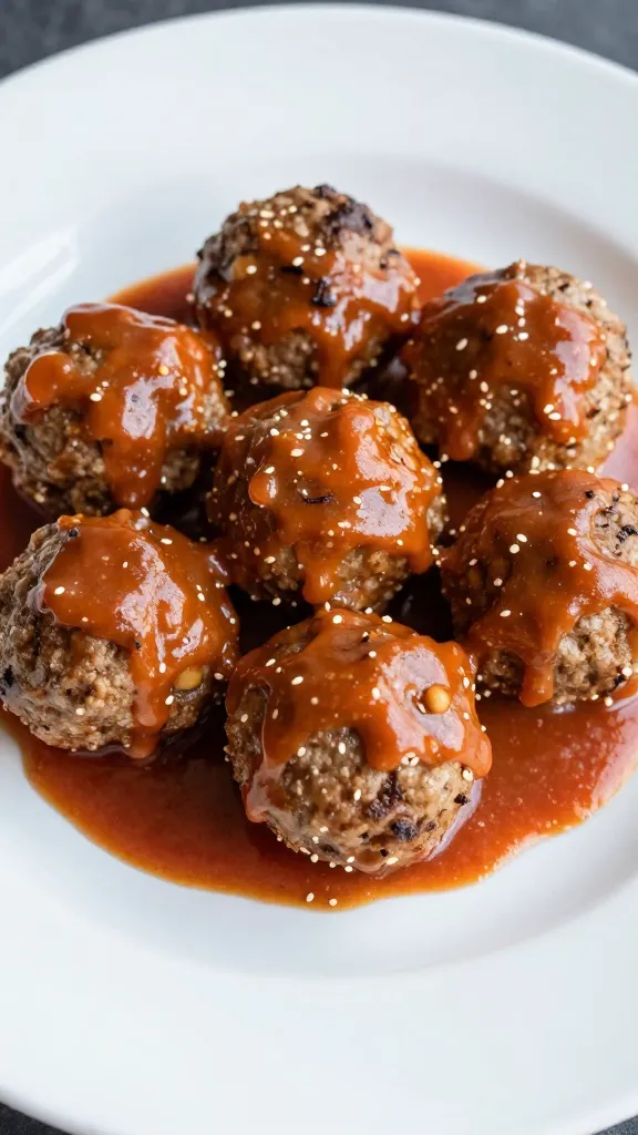 Juicy gluten-free meatballs plated with sauce
