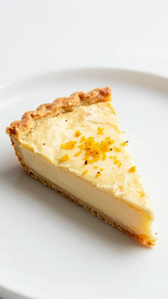 Slice of gluten-free tart with citrus zest garnish
