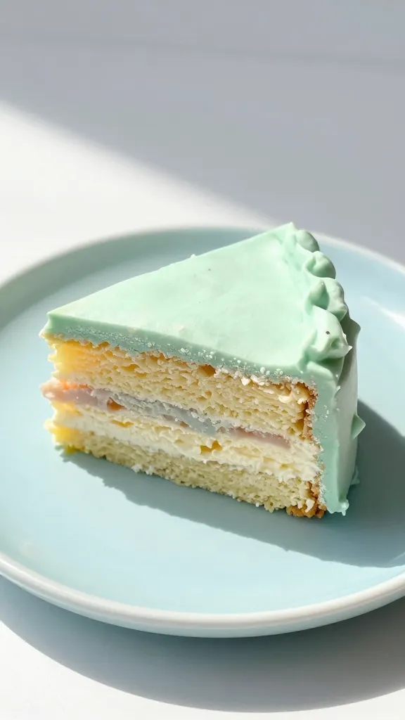 cake on pastel plate, summer light