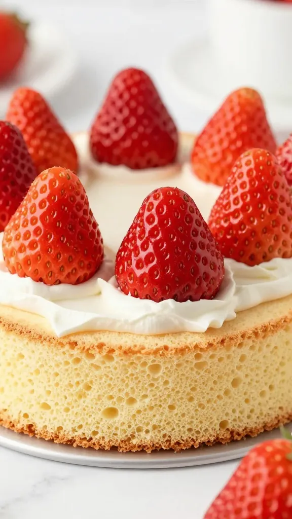 fresh strawberries around gluten-free sponge