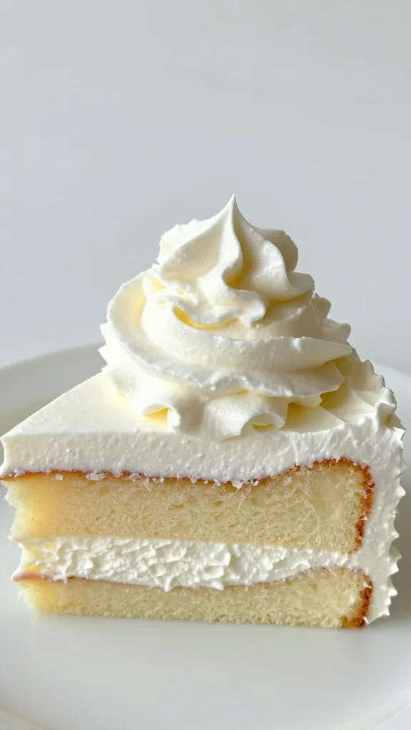 whipped cream dollop atop cake slice