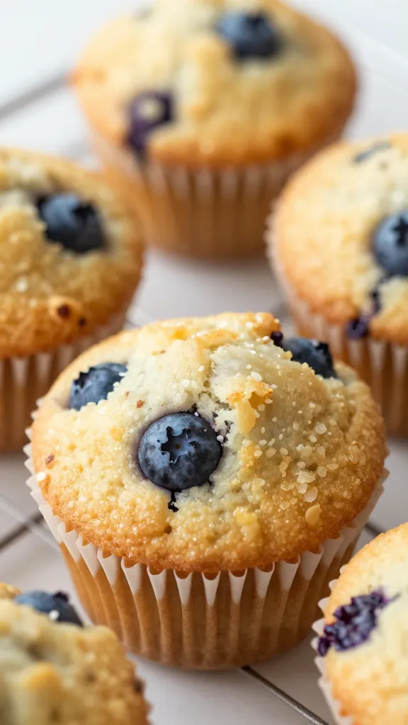 Bakery-style gluten-free blueberry muffins close-up