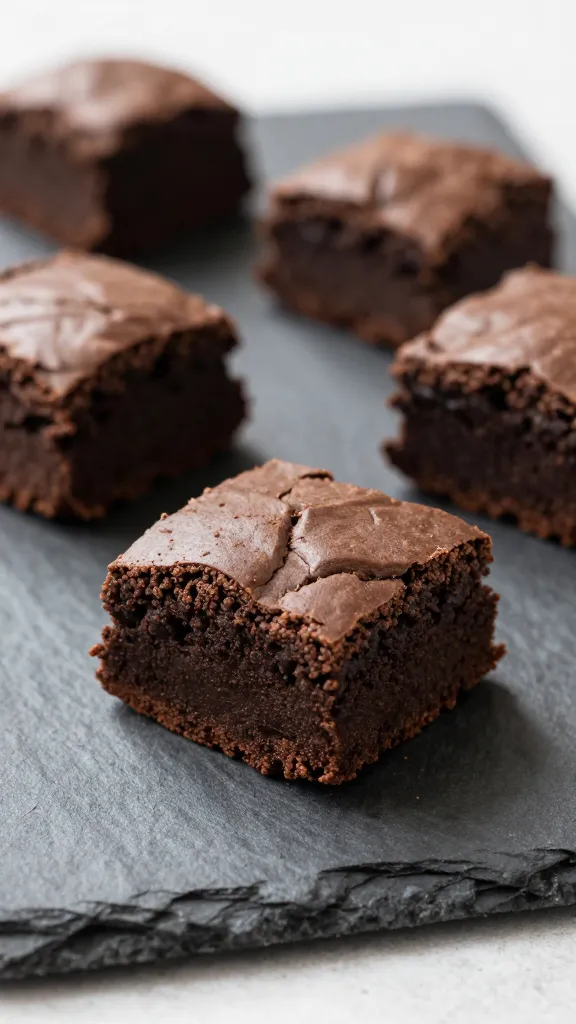 elegant gluten-free brownie bite on slate board