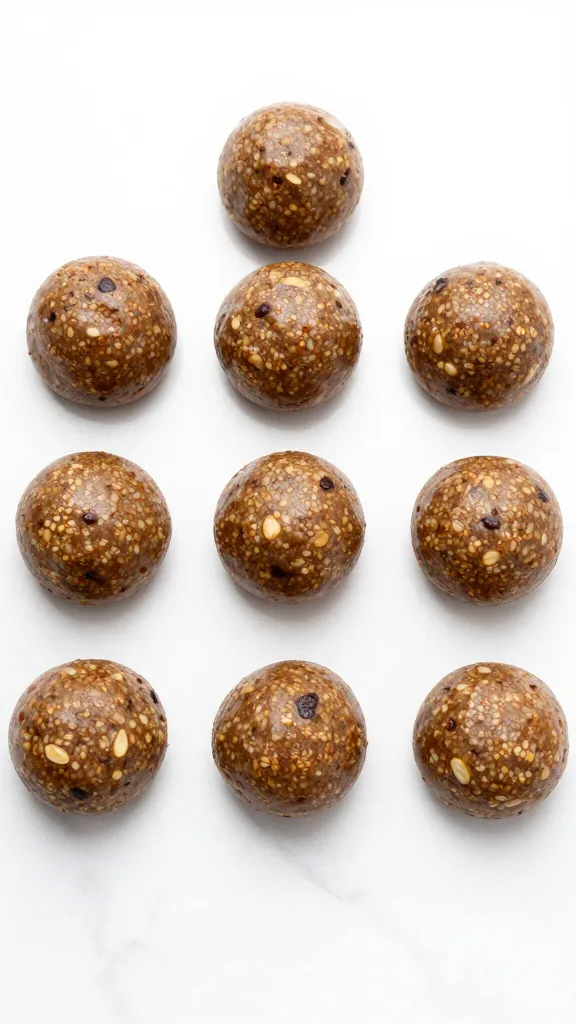 gluten-free energy bites on white marble surface