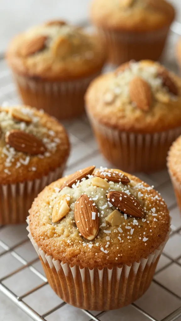 Almond and coconut flour muffins in warm kitchen lighting