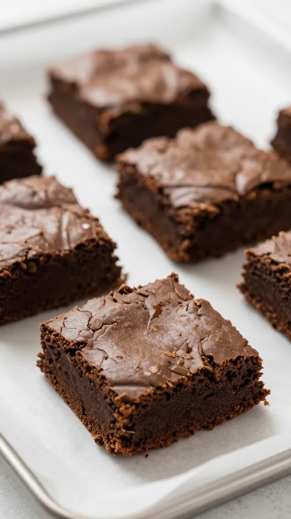 fudgy gluten-free brownies on parchment paper