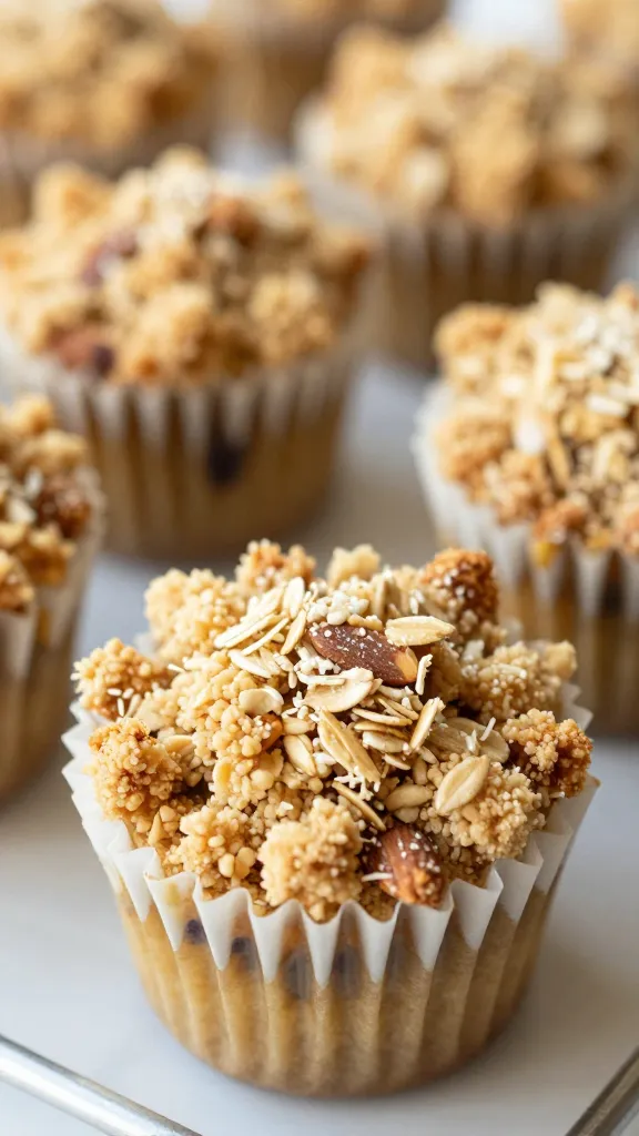 baking cups with oats and almond flour crumble topping