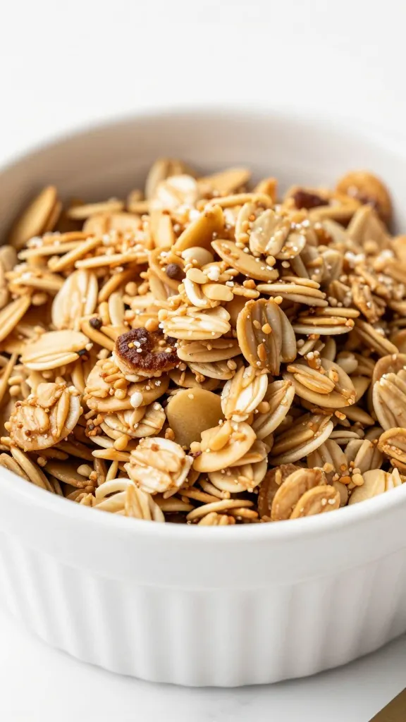 Gluten-free apple pie oats in a white bowl