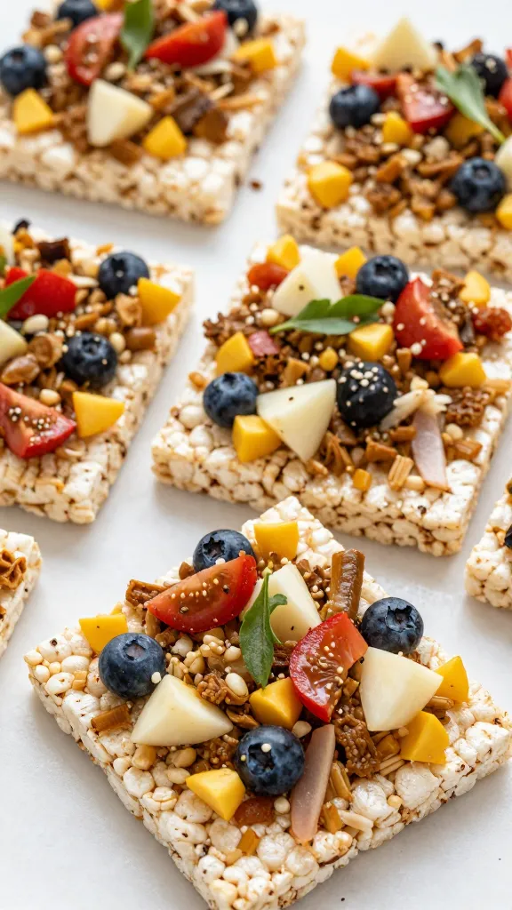 Margherita toppings on gluten-free rice crust squares