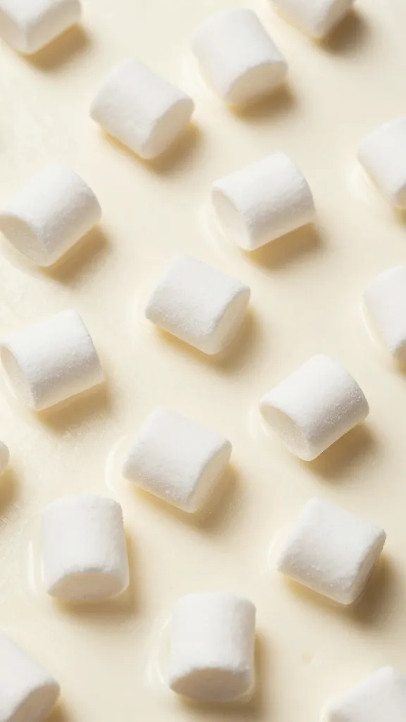 Marshmallow shards on creamy ice cream surface